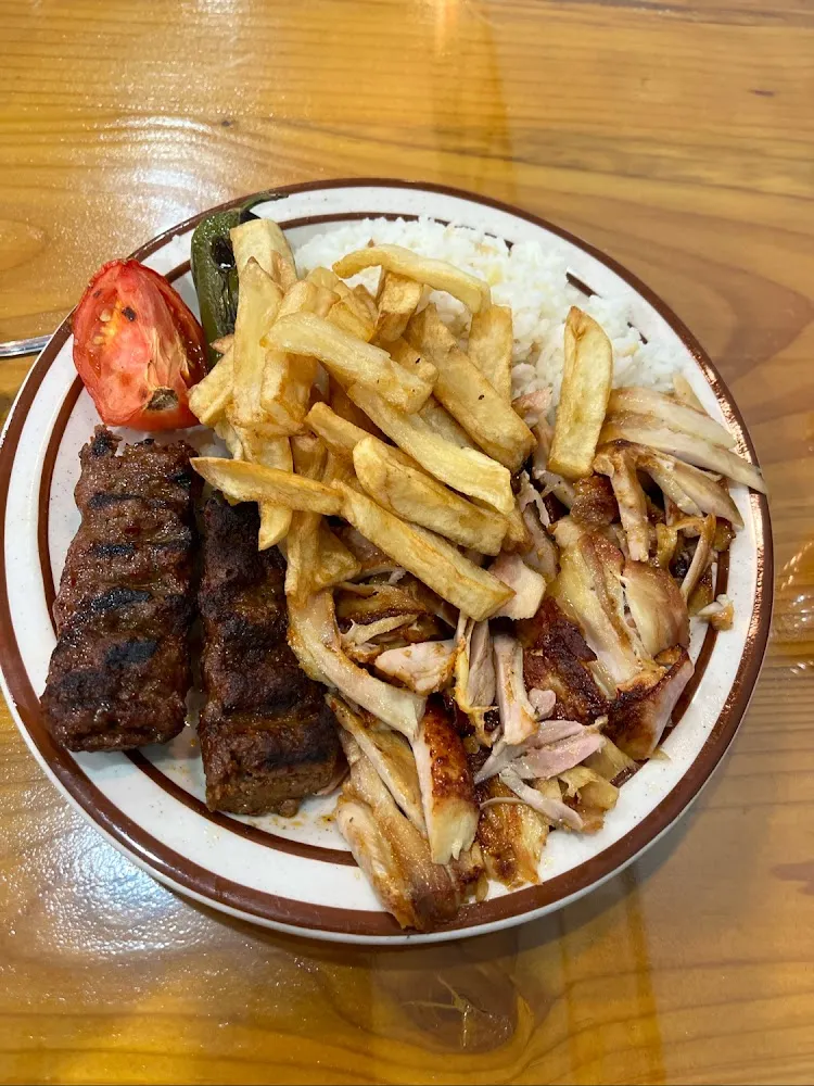 Adana Kebab over Rice and Chicken Gyro